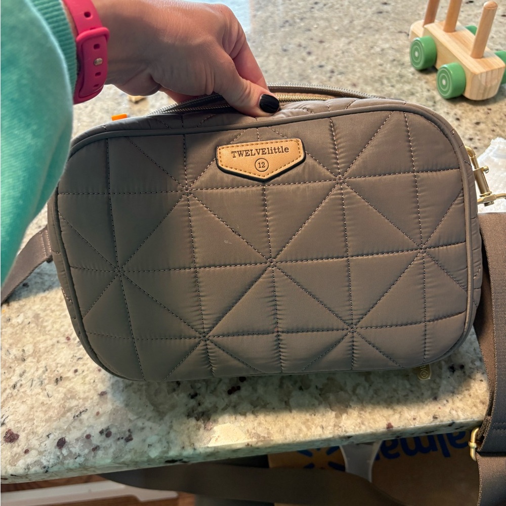 Twelve little Quilted Tan Crossbody Bag